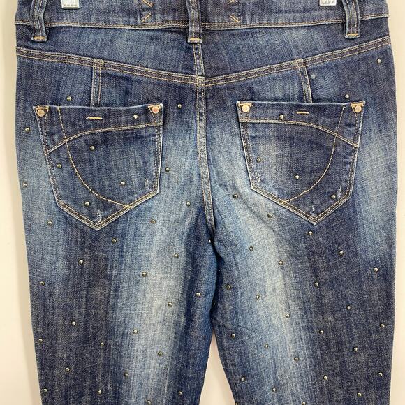 Karen Millen Jeans Women’s 4 Studded Tappered Punk Goth Mid Rise Distressed - Picture 5 of 13